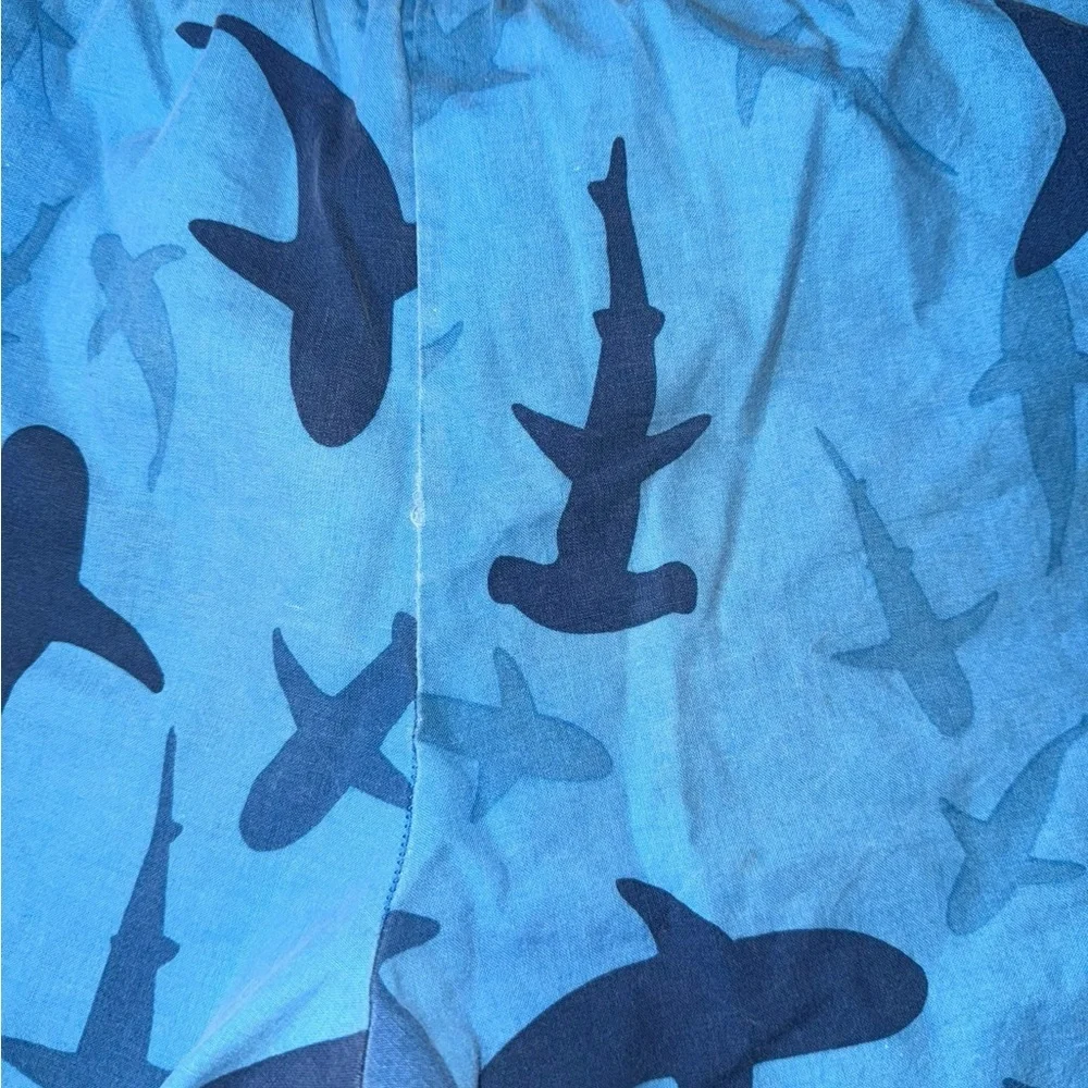 Mini Boden Blue Shark Swim Trunks & T-Shirt Set Size 9-10 Years